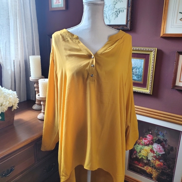 Ashley Stewart Tops - Plus Size Ashley Stewart 22/24 Yellow High Low blouse top